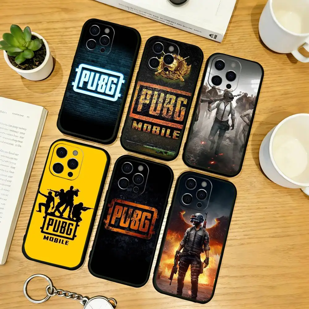 

PUBG Phone Case For iPhone 17,16,15,14,13,12,11 Plus,Pro Max,XS,Soft Silicone Black Cover