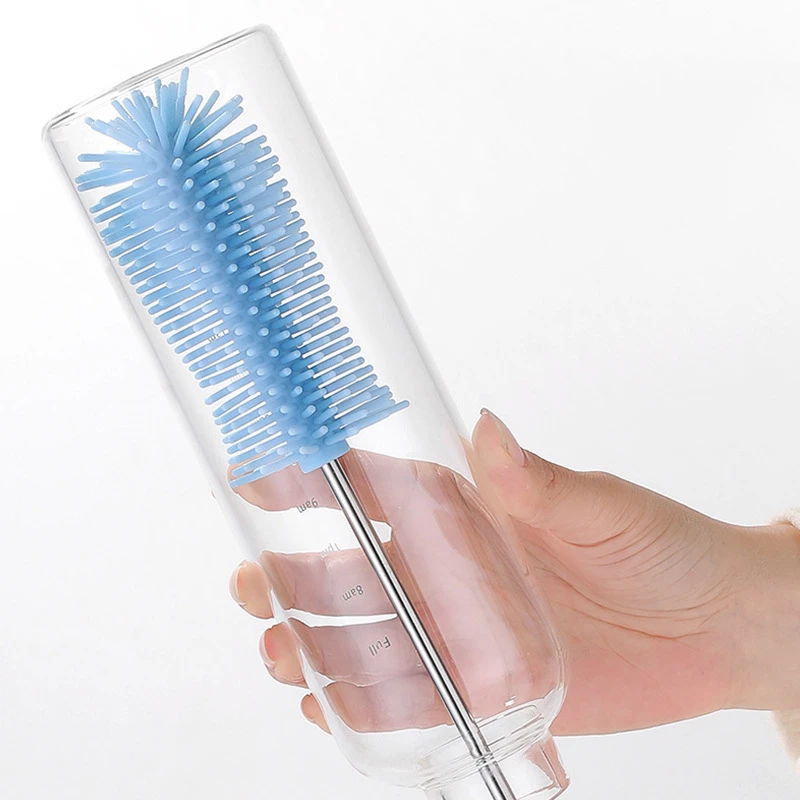 Silicone Milk Bottle Brush Cup Scrubber Glass Cleaner Kitchen Cleaning Tool Long Handle Drink Bottle Glass Cup Cleaning Brush