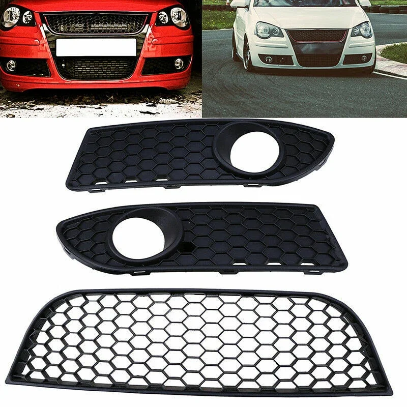 Per VW POLO-GTI 2006 ~ 2009 MK4 9N3 ABS Nero 6Q0853665E 1 Coppia Auto Paraurti Anteriore Inferiore Fendinebbia Griglia di Sfiato Griglia di Copertura Della Cassa