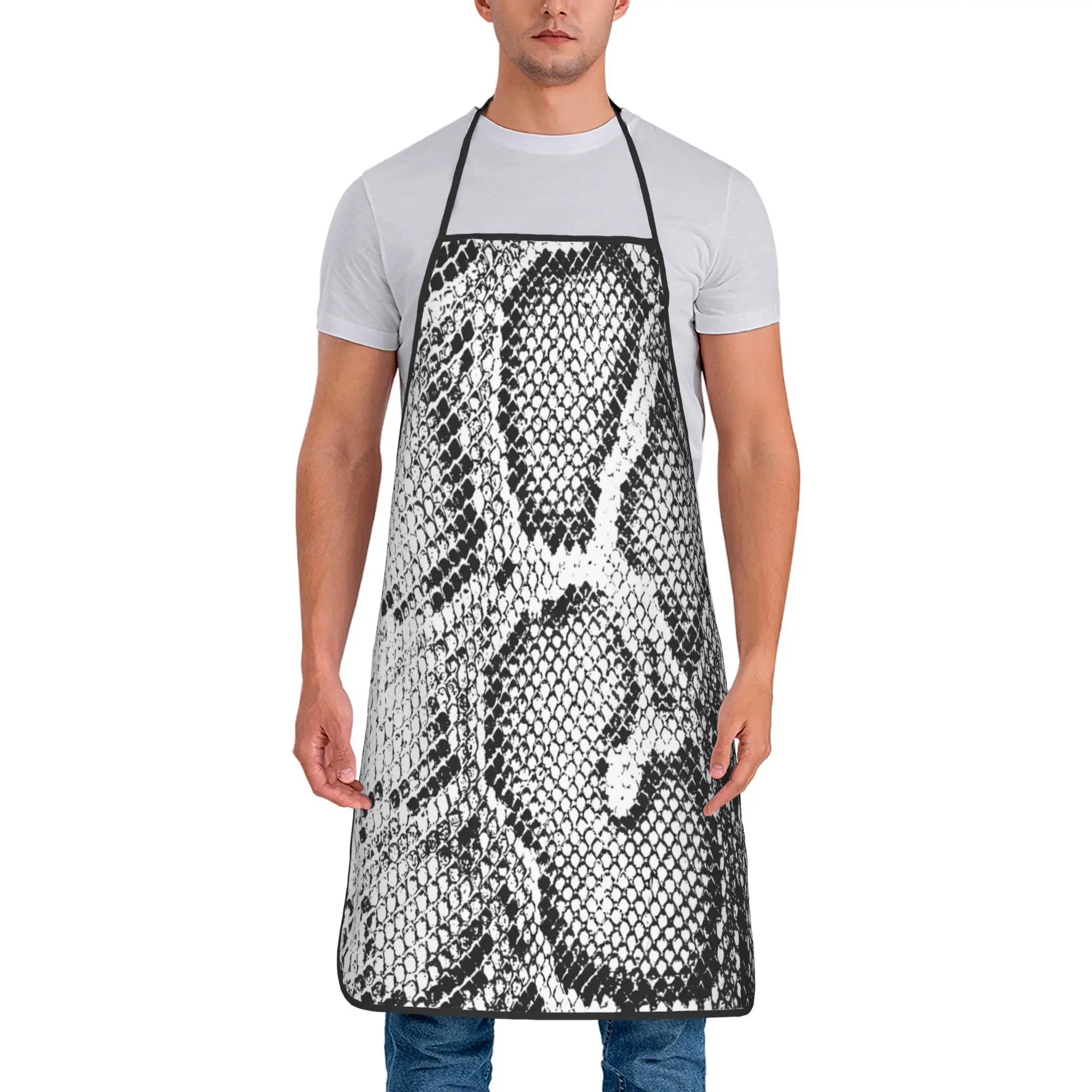 

Водонепроницаемый кухонный фартук со змеиной кожей и регулируемым шейным ремнем