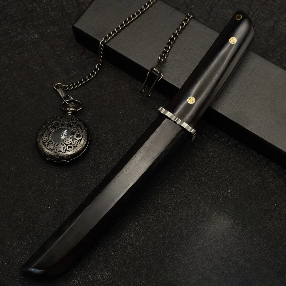 VG10 Damascus Blade Ebony Handle Fixed Blade Pocket Knife Camping Survival Knives, Outdoor Camping Household Daily Use EDC Tools