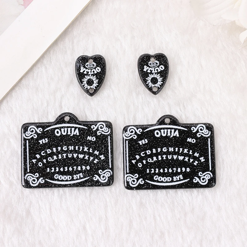 1Pair Ouija Planchette Dangle Earrings Flatback Acrylic Black Punk Magical Divination Game Jewelry For Woman Birthday Gifts