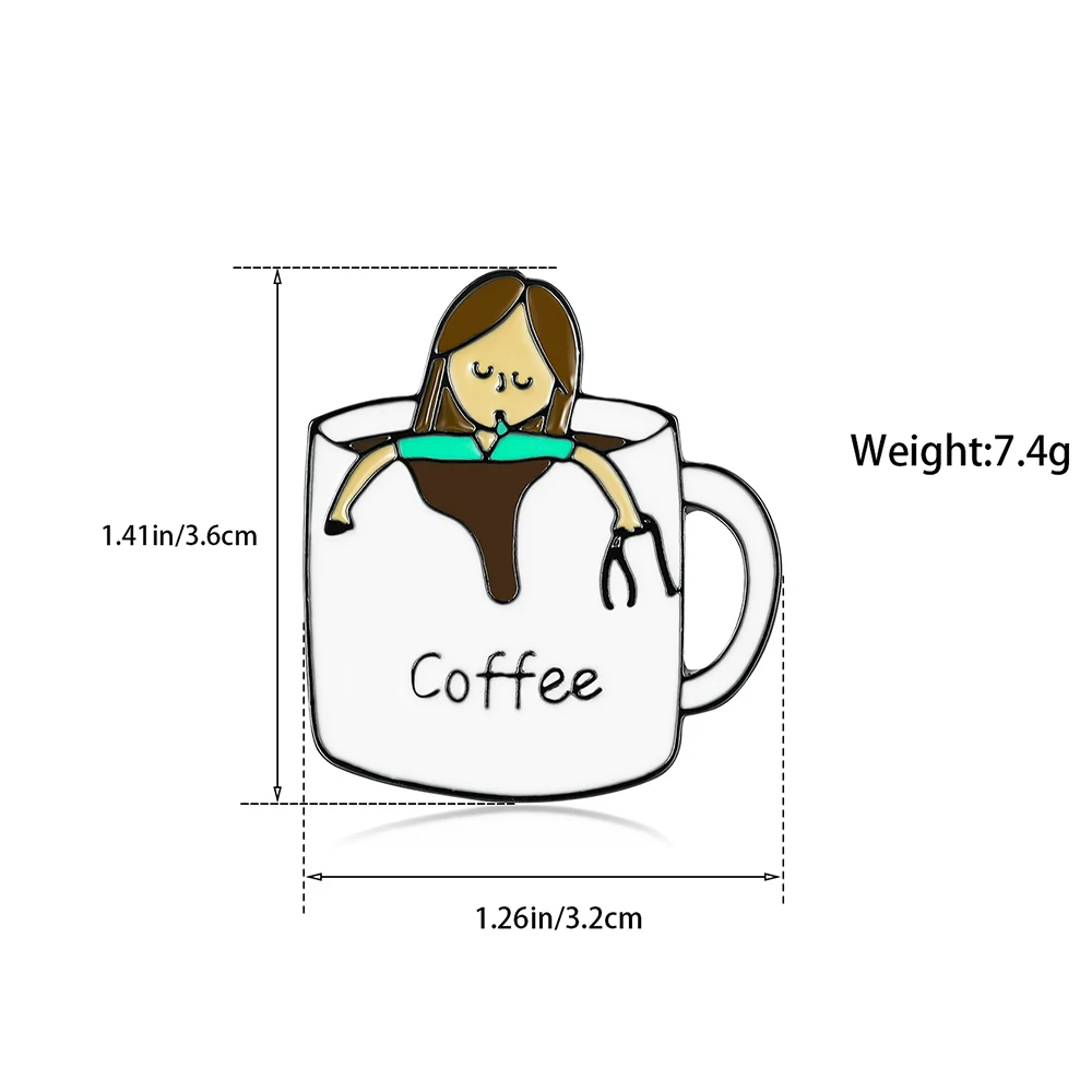 DCARZZ مضحك القهوة والطبيب بروش الطبية المينا دبوس مجوهرات ممرضة على ظهره التلبيب حقيبة الملحقات شارة الهدايا