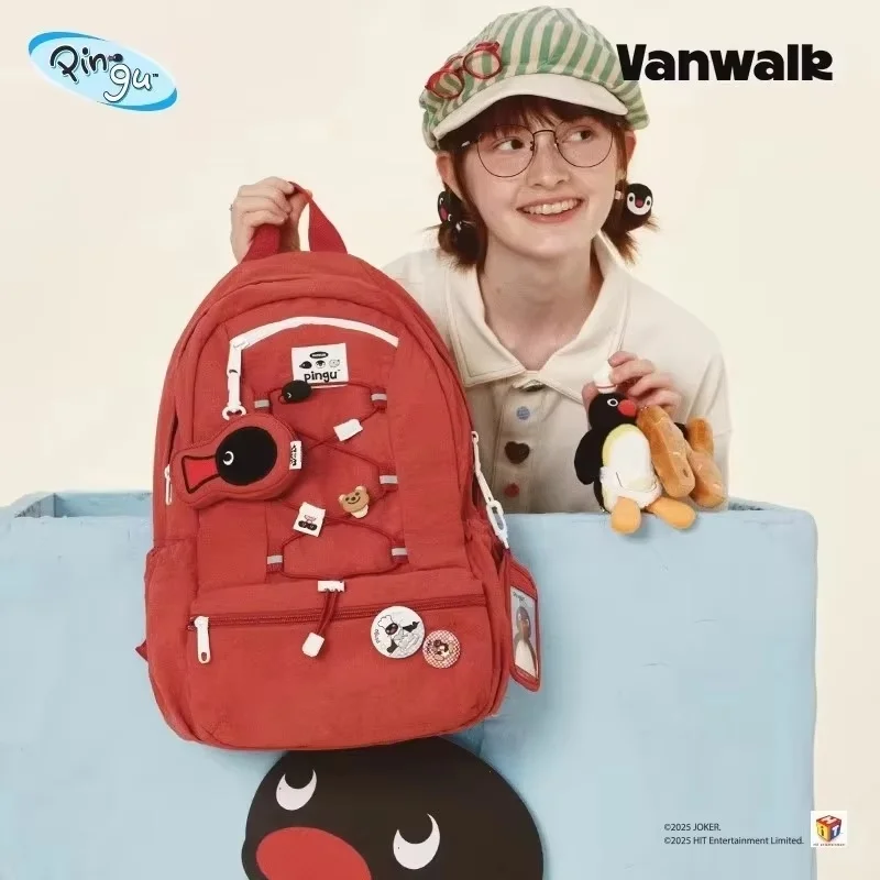 ใหม่ Vanwalk Pingu Penguin กระเป๋านักเรียนขนาดใหญ่กระเป๋านักเรียน Pingu กระเป๋าเป้สะพายหลัง Penguin รุ่น Back To School Season ของขวัญ
