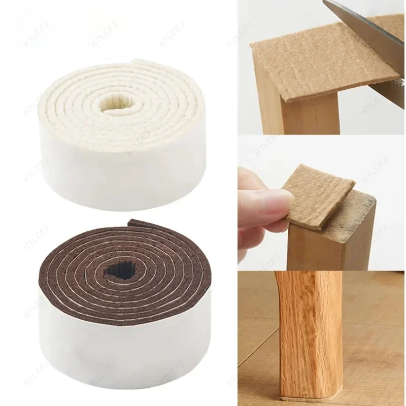 1m Table Chair Leg Protection Felt Non-slip Noise Reduce Adhesive Furniture Strips Feet Mat Cuttable Protective Sofa Floor Pad