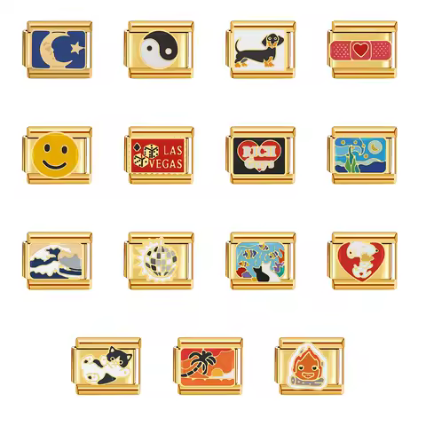 Italian Charm Store Italian Charm Bracelet 9mm Diy Gold Color for Rich Guy, Ocean and Beach