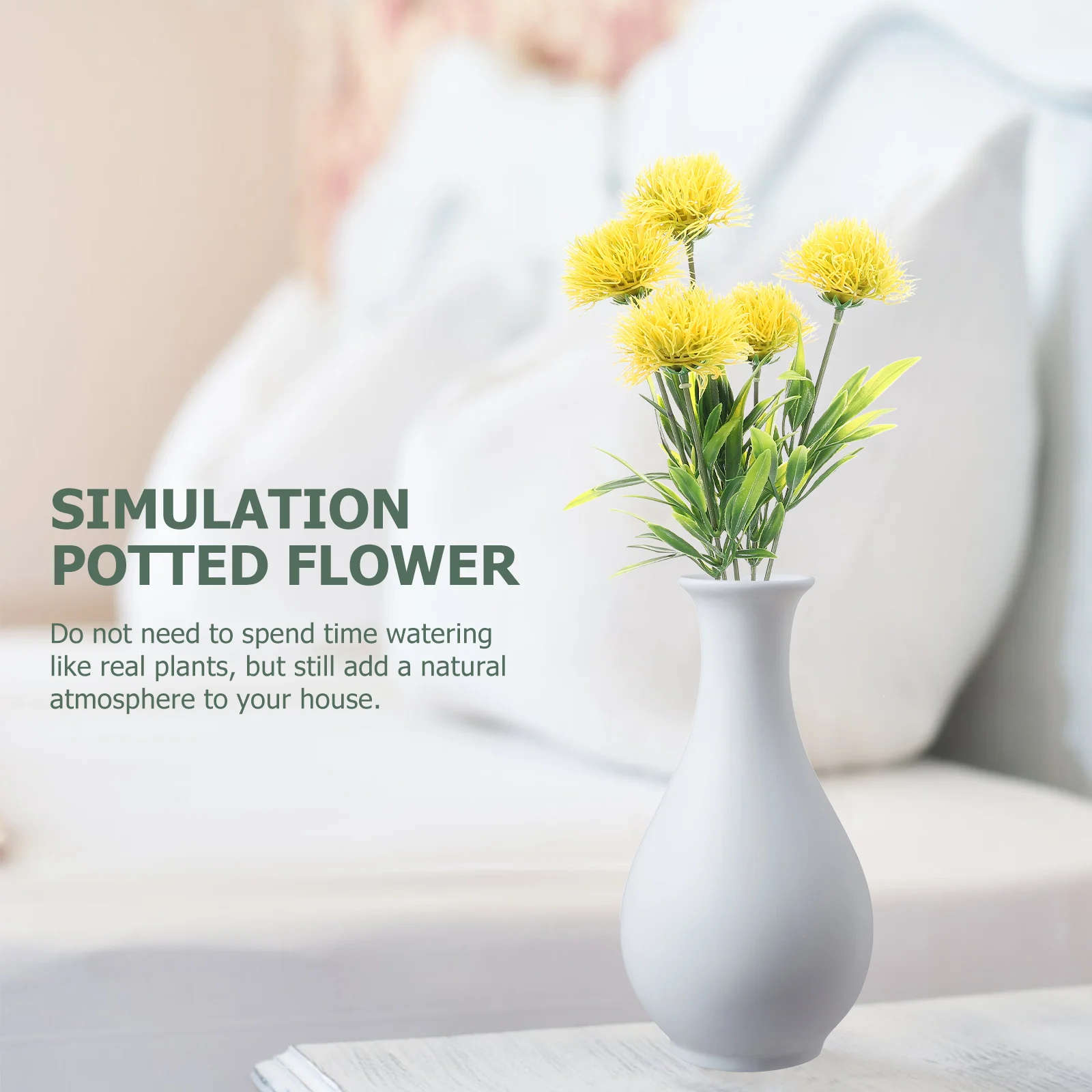 

4Pcs Artificial Dandelion Flowers Plastic Realistic Faux Plants for Home Office Decoration Vase Display Artificial Flowers