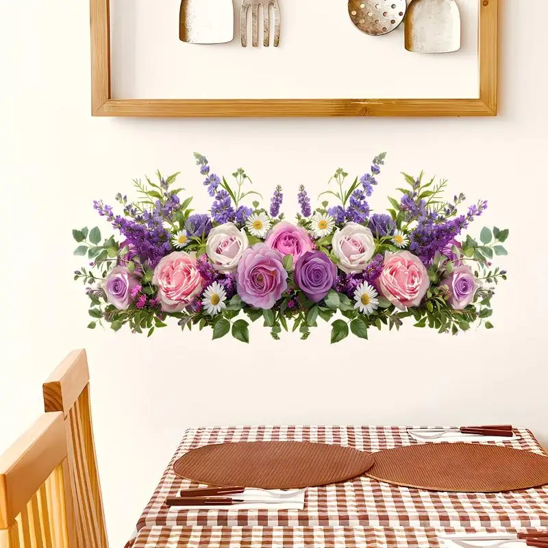 1Pcs Bathroom Toilet Stickers Home Wall Waterproof Wall Stickers Purple Flower Hyacinth Stickers