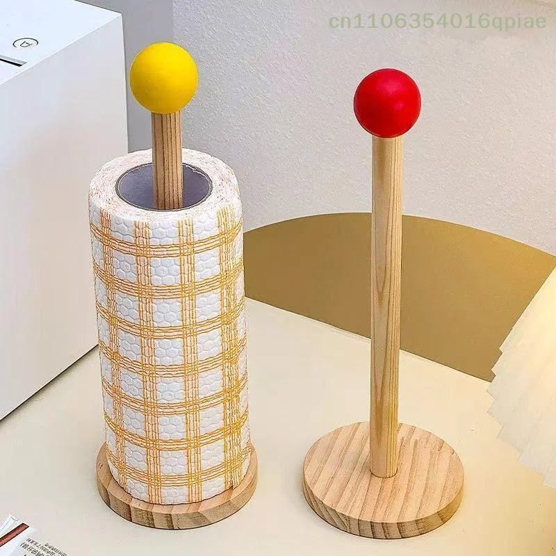 Wood Toilet Paper Holder No Drill Kitchen Storage Tissue Hanger Bathroom Accessories AntiSlip Vertical Tissue Holder Tissue Rack