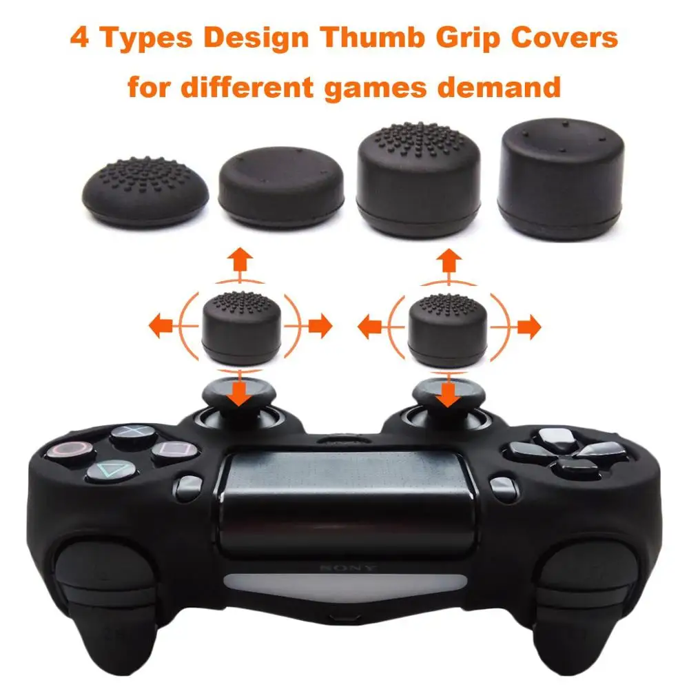 ZOMTOP Anti-Slip สำหรับ Sony PlayStation Dualshock 4 PS4 DS4 Pro Slim Controller & Stick grip อุปกรณ์เสริม