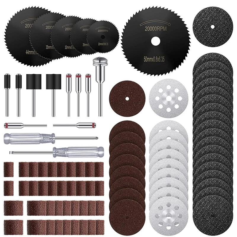 

124Pcs Of Cutting Wheel Set, Disc Drill Blade Shaft Set, Diamond Rotary Saw Blade Set, Cutting Disc, 545 Cutting Wheels