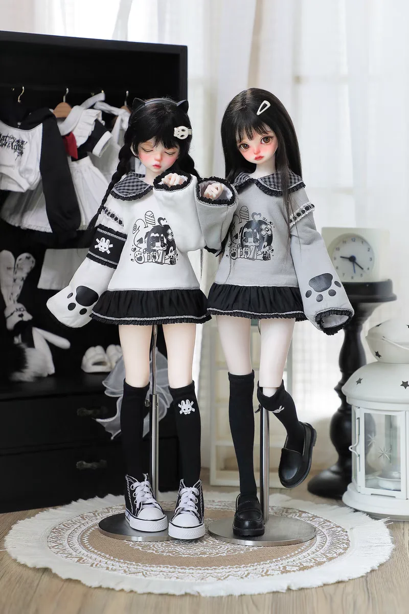 4-point BJD Bear Sister Rabbit Bean Lily's Big Power Baby Clothes Set Hoodie+Socks Two Piece Set 4 Colors