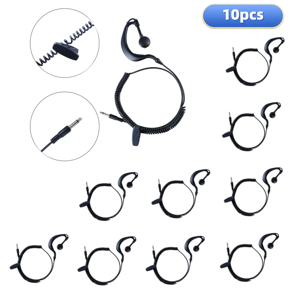 

10PCS Listen Only Earpiece With 3.5mm Clip Type Earphones Portable Stereophone Headphone for for Laptop PC