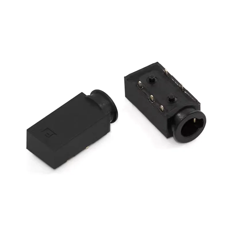 5 pins with 2 fixed posts horizontal pin audio socket connector PJ-438 3.5mm waterproof and dust-proof headphone socket