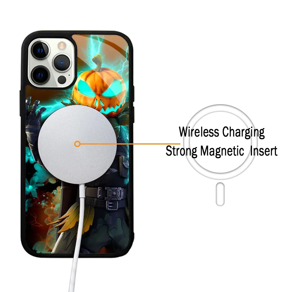 F-Fortnite Game Phone Case For IPhone 11 12 13 14 15 Plus Pro Max Mirror Acrylic Cover For Magsafe Wireless Charging