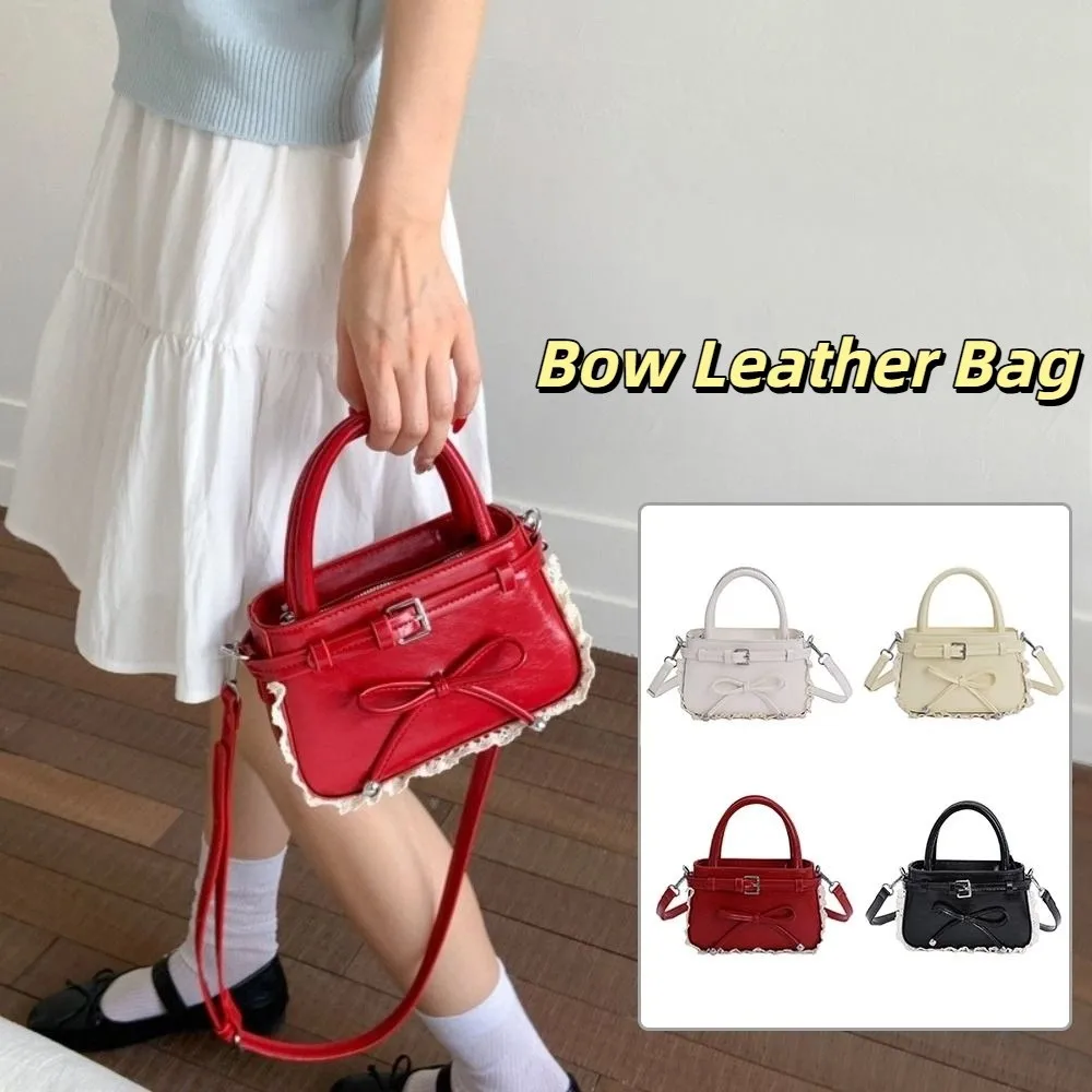 

Trendy Korean Bow Leather Bag Stylish Lace Bow Crossbody Bag Sweet Versatile Women's Handbags Ladies