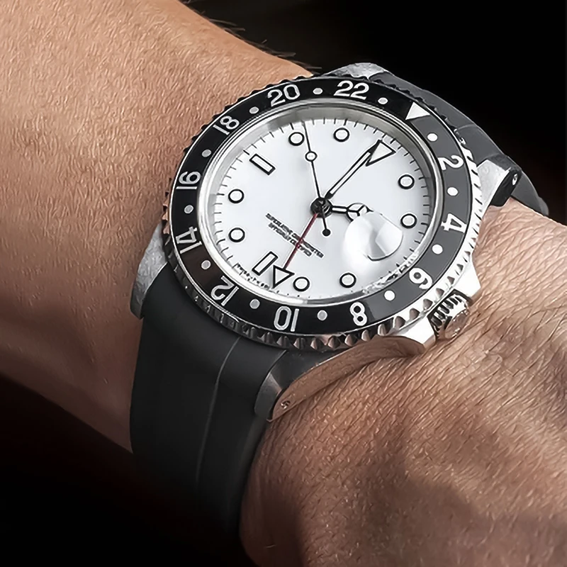 Correa de goma con interfaz de arco para reloj de buceo, pulsera de 20MM para la serie sumergible ROX, esfera de 40MM, negro, verde, azul