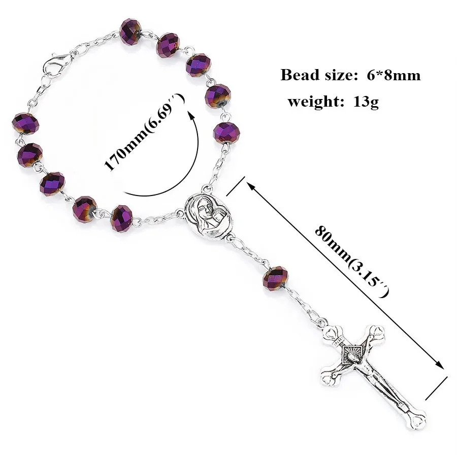 CR001 Crystal Beads Catholic Rosary Necklace Virgin Holy Land Holy Baby Religious Cross Necklaces Men and Women Christmas Gift