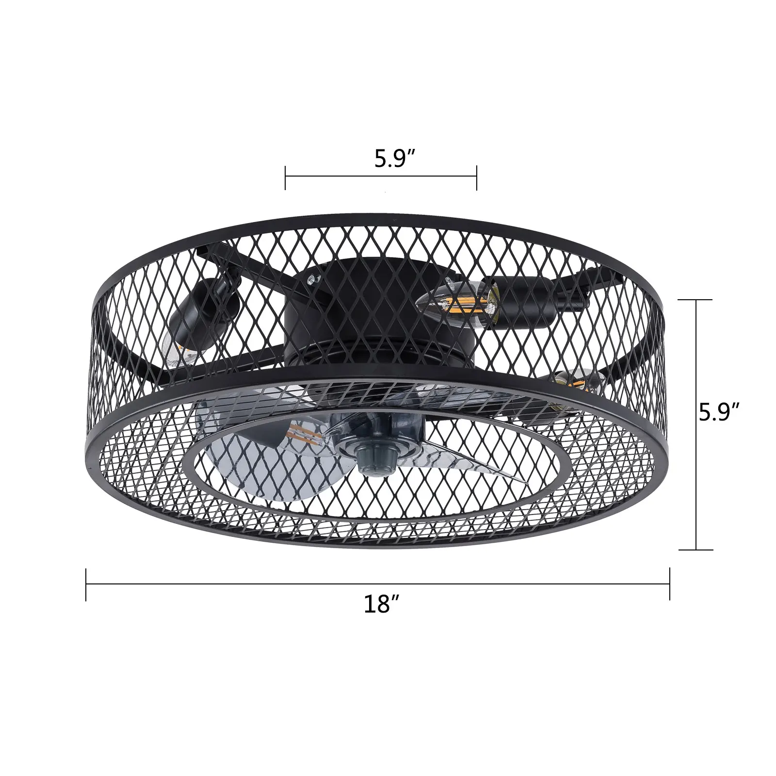 18 Inch Ceiling Fan Light with Remote Control 60W 3 Gear Wind Use 4*E27 Bulbs Timing Function Ceiling Fan Light for Living Room