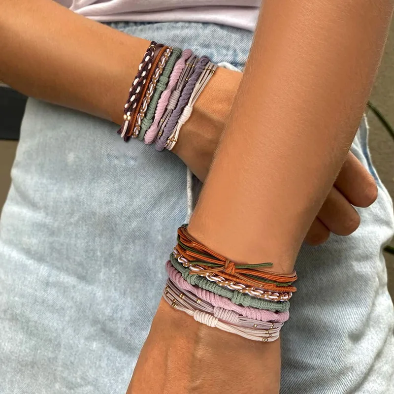 20szt Moda Bohemian Style Bransoletka do włosów dla kobiet Perłowa gumka do włosów damskie Elastyczne gumki do włosów do bransoletek Knekki — zdjęcie 5