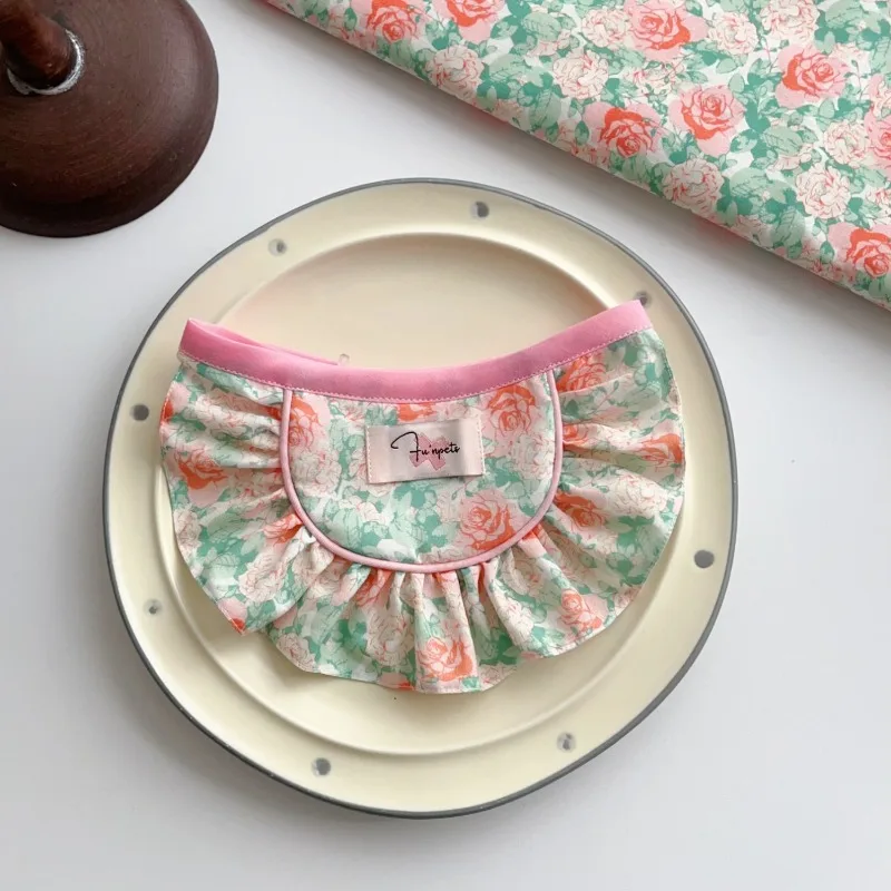 Pet Flower Collar Rose Bib Cat Dog Drool Towel Pet Shawl Teddy Bear Small Dog Scarf Dog Accessories for Small Dogs Puppy view 2