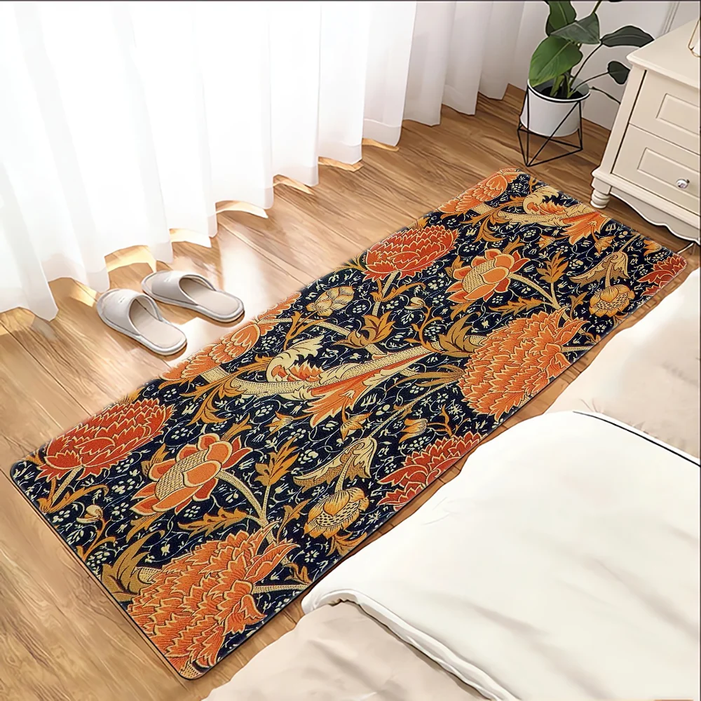 William Morris Floor Bath Mat Bedrooom Carpet for Kitchen Room Mats Entrance Door Doormat Balcony Super Absorbent Bathroom Rug