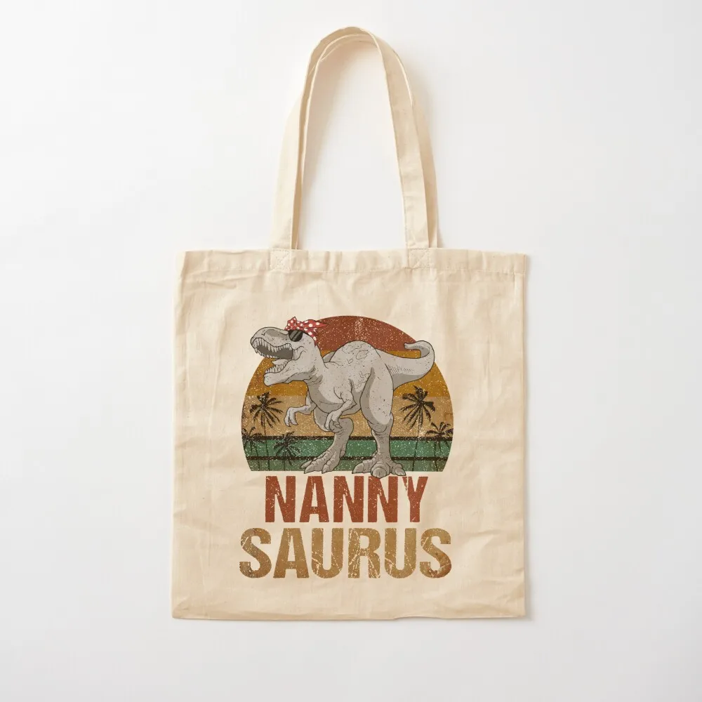 

Nannysaurus T Rex Dinosaur Nanny Saurus Vintage Tote Bag shopping cart bags shopper bags Eco bag Canvas Tote Bag