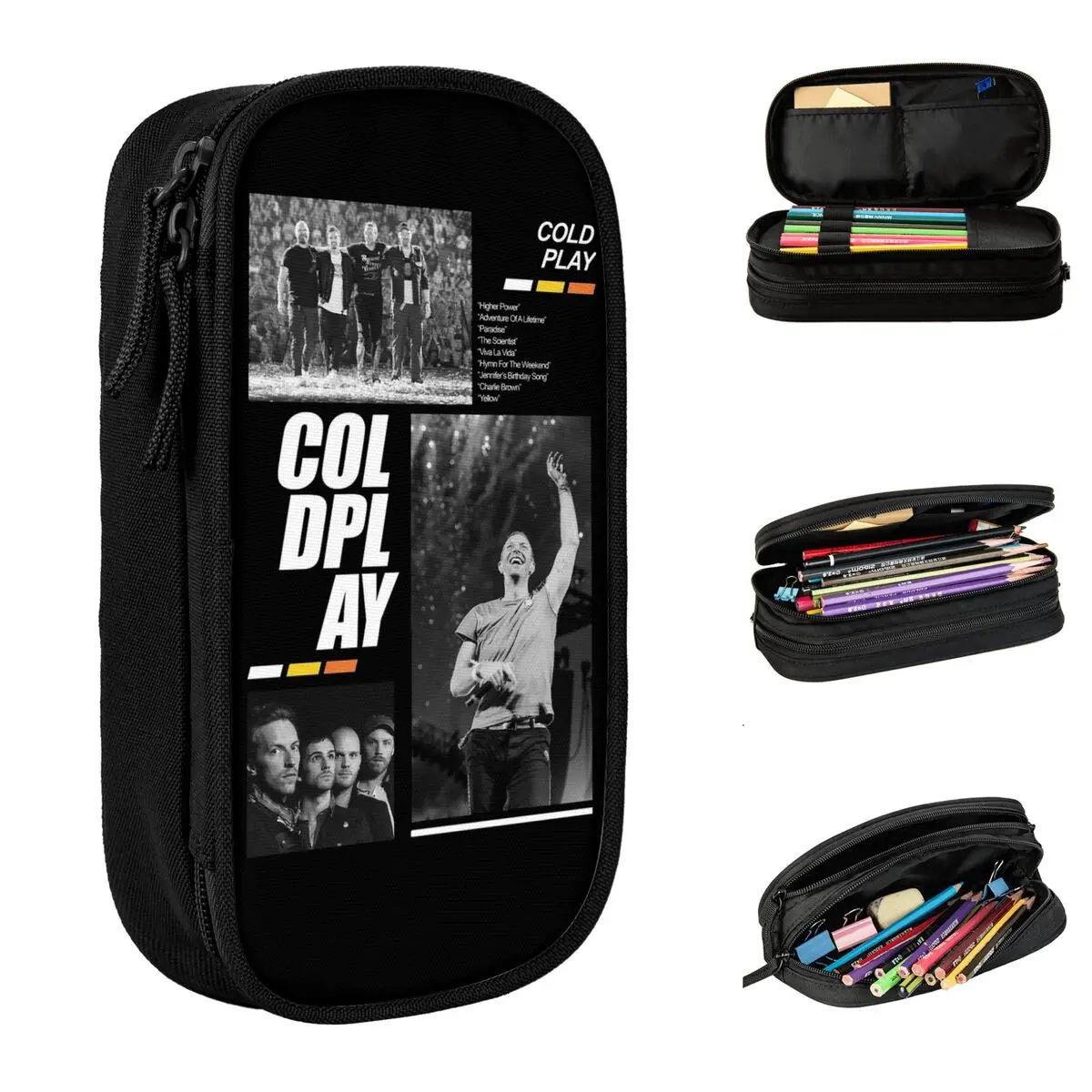 Rock Band Cold.plays WORLD TOUR 2024 Pencil Case Double Layer Large capacity Office Supplies Pencil Case Stationery