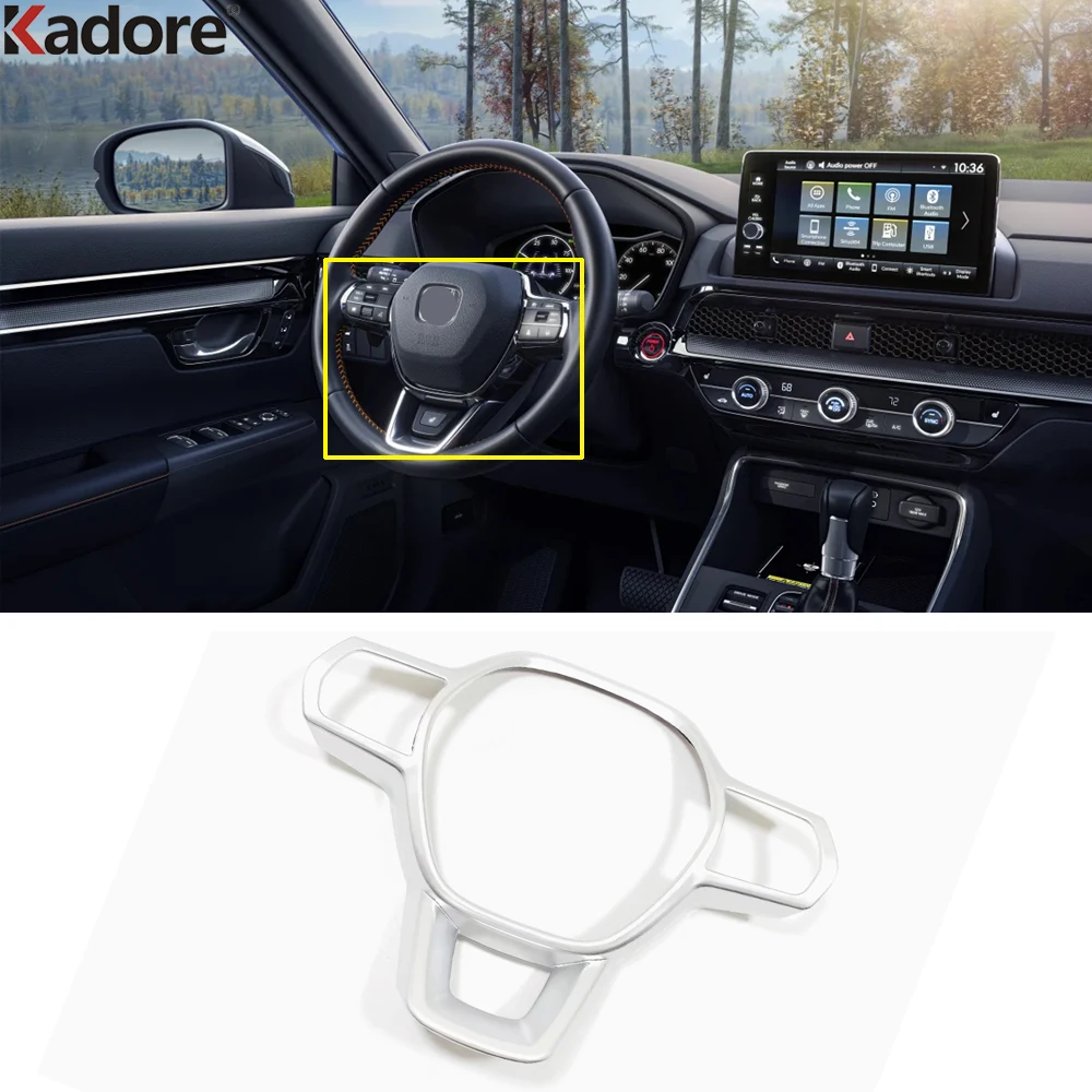 Car Steering Wheel Panel Cover Trim For Honda CRV CR-V 2023 2024 Carbon Fiber Decoration Interior Mouldings Accessories