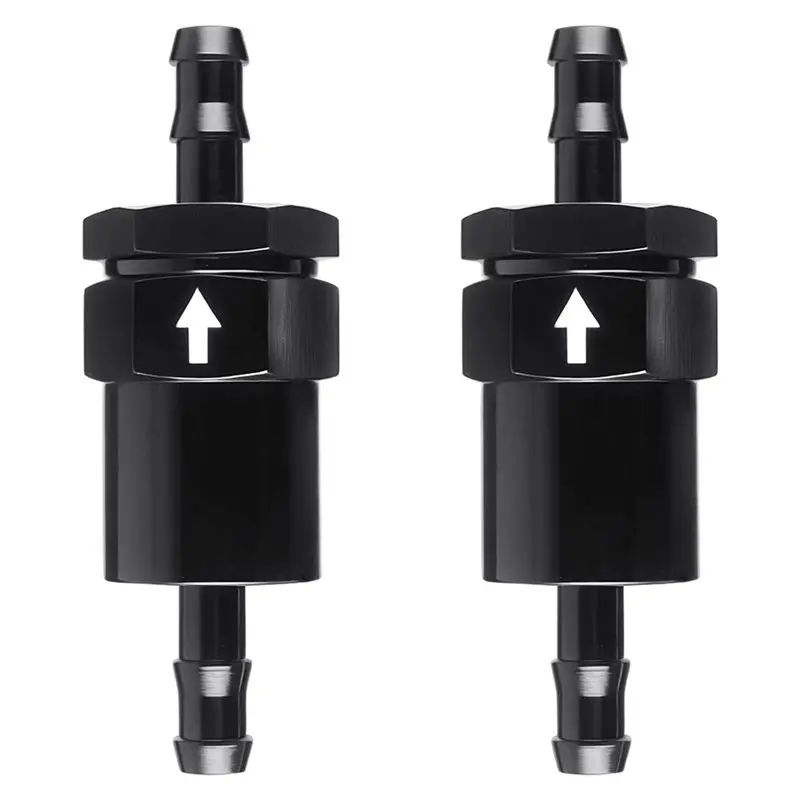 

A96E-Billet Inline Fuel Filter 3/8" Billet Inline Fuel Filter 30 Micron Anodized Aluminum Black 2PCS Fuel Filter