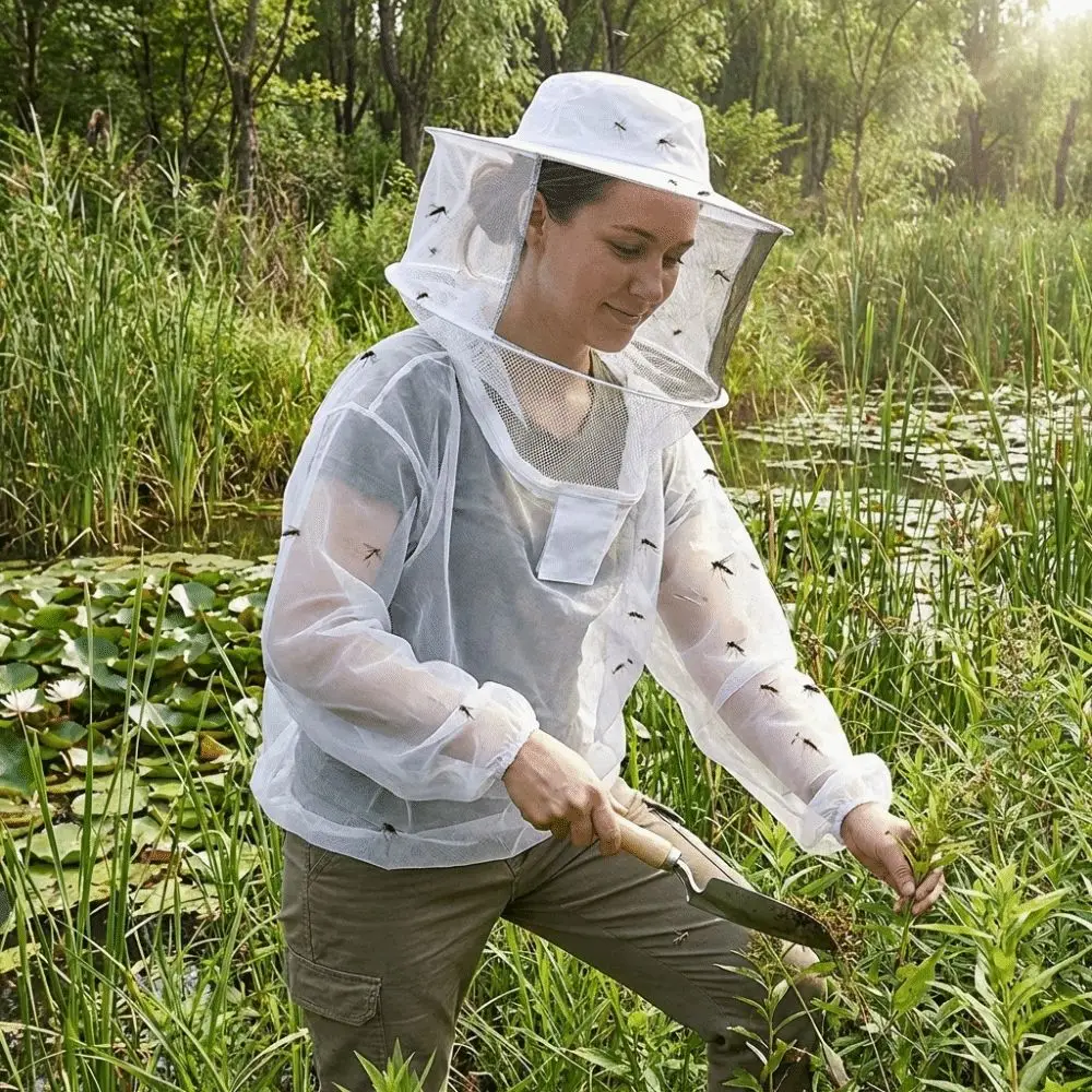 Safe Breathable Beekeeping Suit Hooded Veil Half Body Beekeeper Clothes Mesh Smock Wear-resistant Anti-bee Suit Professional