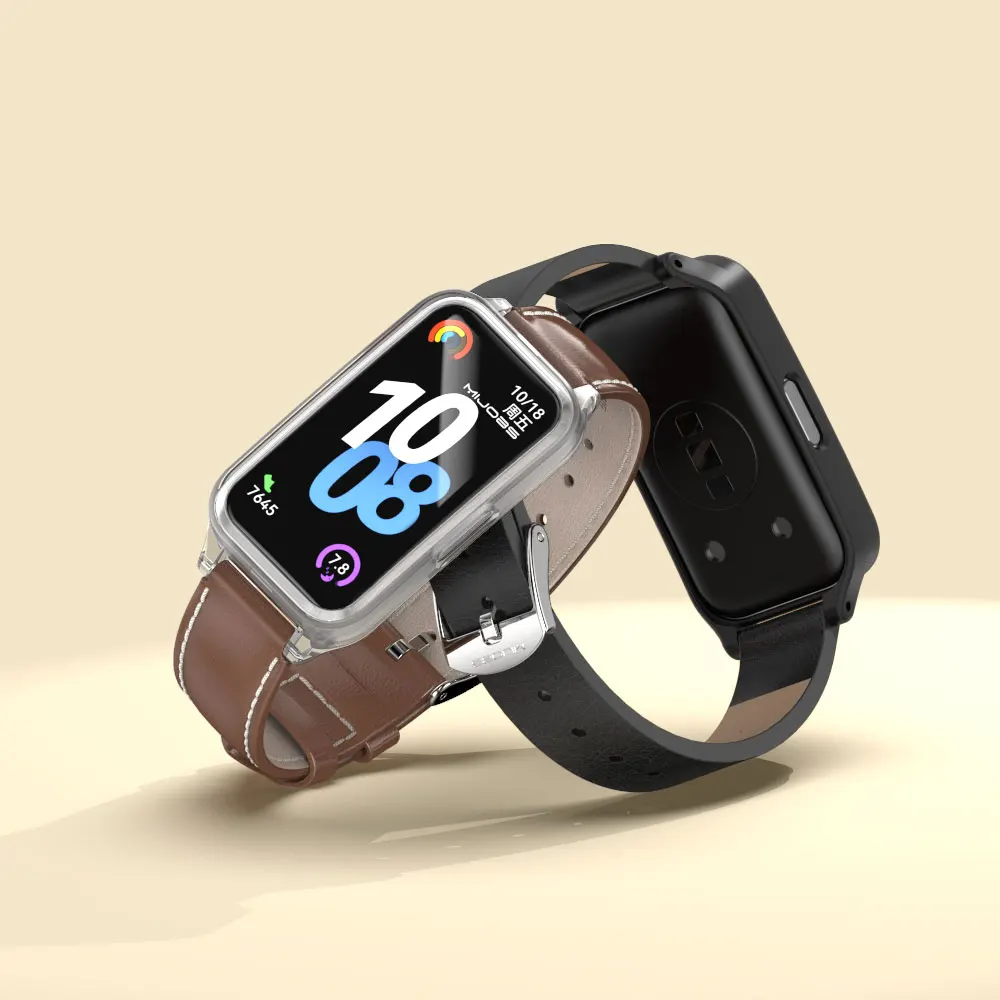 Защитный чехол и ремешок для Huawei Smart Band 10, браслет для Huawei Band 10 9 8, кожаный ремешок на запястье для Huawei Band 9
