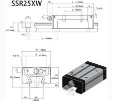 Linear guide slider bearing SSR25XV SSR25XW