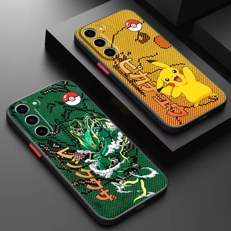 P-Pokemons R-Rayquazas Luxury Frosted Translucent For Samsung Galaxy S24 S23 S22 S21 S20 FE S10 S9 S8 Plus Ultra Pro 5G Funda