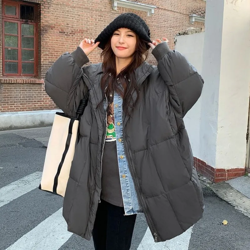 2023 New Thick Warm Long Parka Women Puffer Jacket Down Cotton Padded Cotton Jacket Pocket Korean Fashion Outerwear Vintage Coat