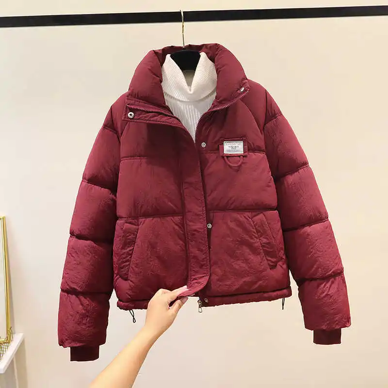

ort Padded Cotton Jaet Women's Loose Fit Thiened Stand Collar Coat Korean Sle Commute Faion Autumn Winter New Arrival