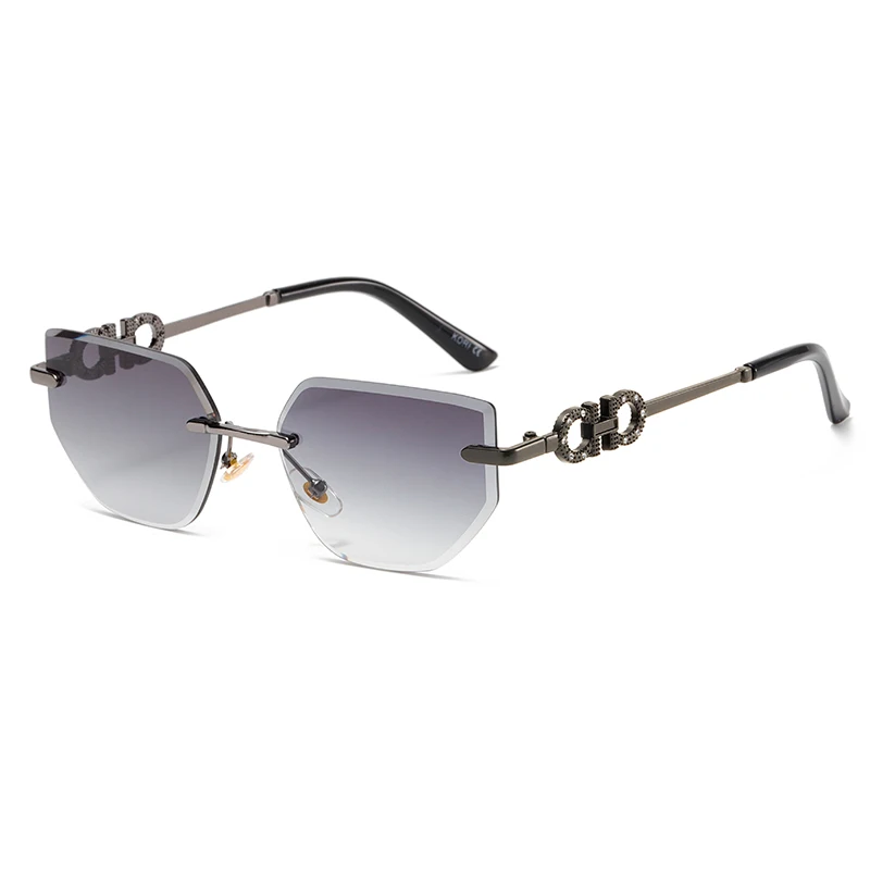 Unisex-Spezialform mit geometrischer Randloser Schnittkante, personalisierte Bügel, verzierter Metallrahmen, lässiger Alltagsrahmen