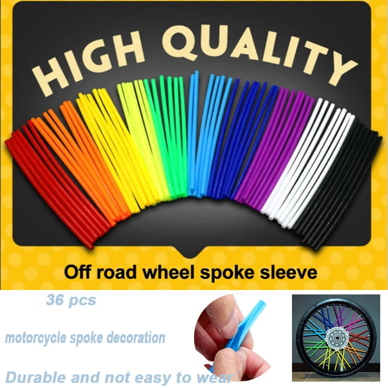 

Motorcycle Wheel Spoke Protector Wraps Rims Skin Trim 17Cm/24Cm Multiple Colour Motocross Bicycle Bike Decoration Tubes 36Pcs