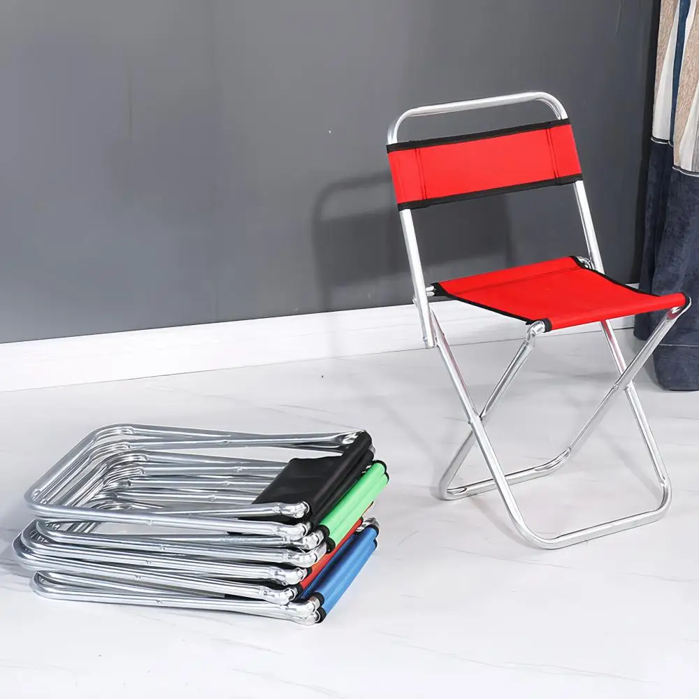 Outdoor Folding Chair Stainless Steel Folding Stool Portable Folding Backrest Chair Outing Backrest Mazar