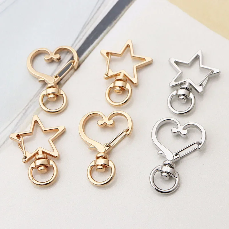 3pcs Star Moon Heart Shape Buckles Keychain Lobster Clasp Hooks for DIY Necklace Key Ring Clasp Jewelry Making Supplies