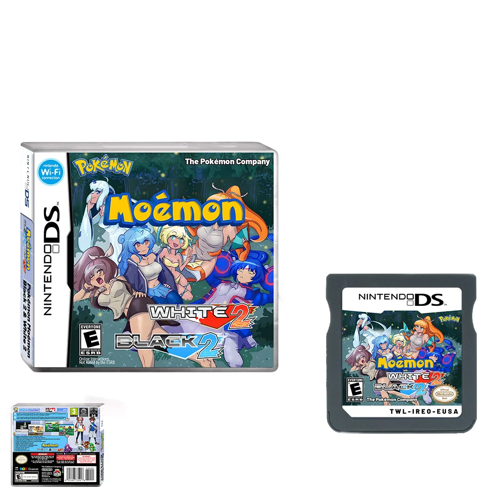 

Игровые картриджи NDS Pokemon Moemon, черный, 2 и белый, 2 коробки, американская версия на английском языке, картриджи для коллекции мультяшных игр