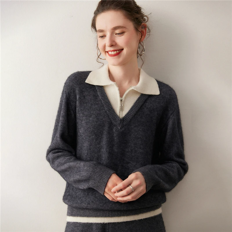 

Women's Cashmere Sweater 100% Cashmere Collar Knitted Hoodie Autumn/Winter New Thickened Women's Warm Women's Top