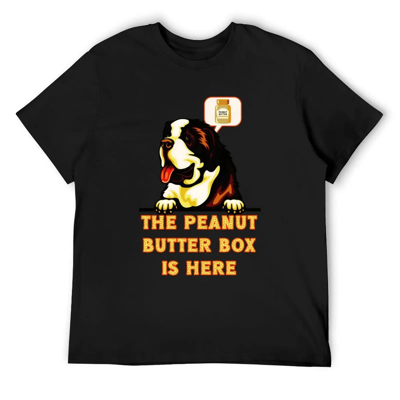 The Peanut Butter Box Is Here: Warm version Funny St. Bernard Dog Commercial Humor T-Shirt cute clothes mens t shirts