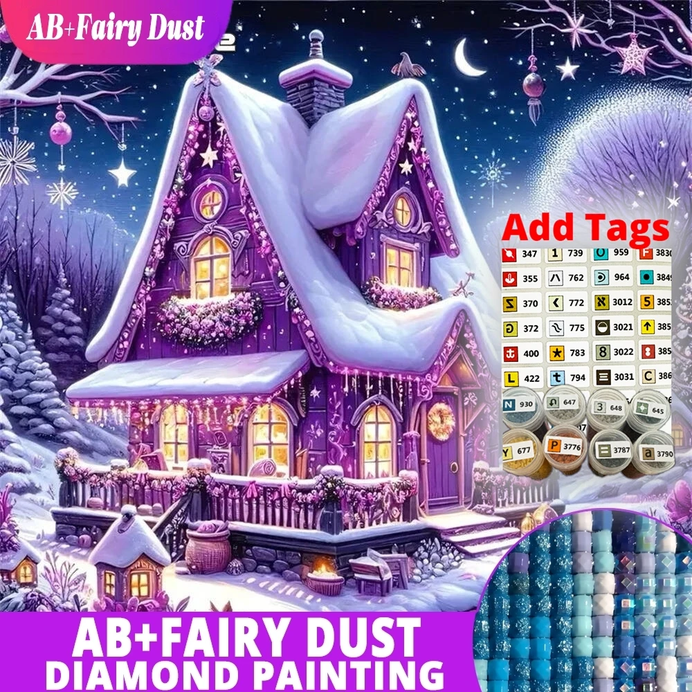 AB Fee Staub Diamant Stickerei Haus Mosaik Winter Landschaft DIY Weihnachtsgeschenke Voll Platz Runde Diamant Malerei Wand Dekor