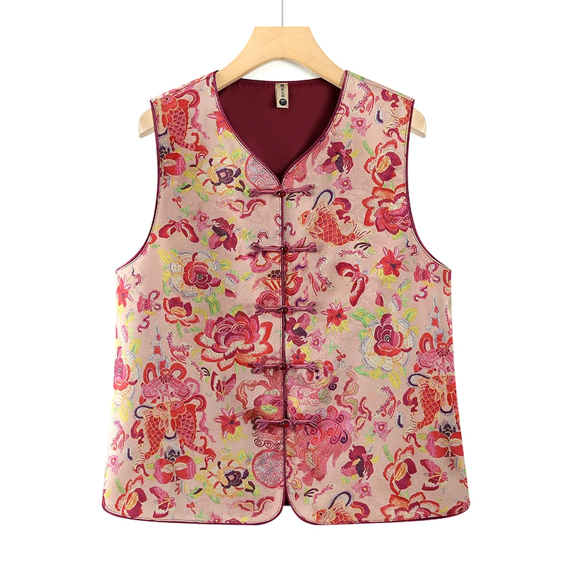 

Large Size Vest Outerwear for ly Women Autumn Faion National Sle Commuter Loose Fit Long Pants V Ne Single Button