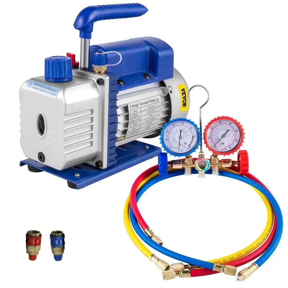 Image of VEVOR Pro Beinstrecker 220LBS Beinstreckmaschine mit Vakuumpumpe, 1,8-4,8CFM mit Manometern, Kältemittel für Klimaanlagen und HVAC-Kühlanlagen