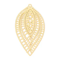 10pcs Vintage Iron Alloy Filigree Stamping Pendants Multicolor Leaf Painted Hollow Charms DIY Earrings Jewelry 4.5cm x 2.4cm