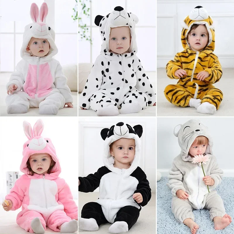 Baby Jumpsuits Kids Duck Panda Rabbit Cosplay Jumpsuit Growings Costume Winter Flannel Jumpsuits Holloween Cosplay Birthday Gift