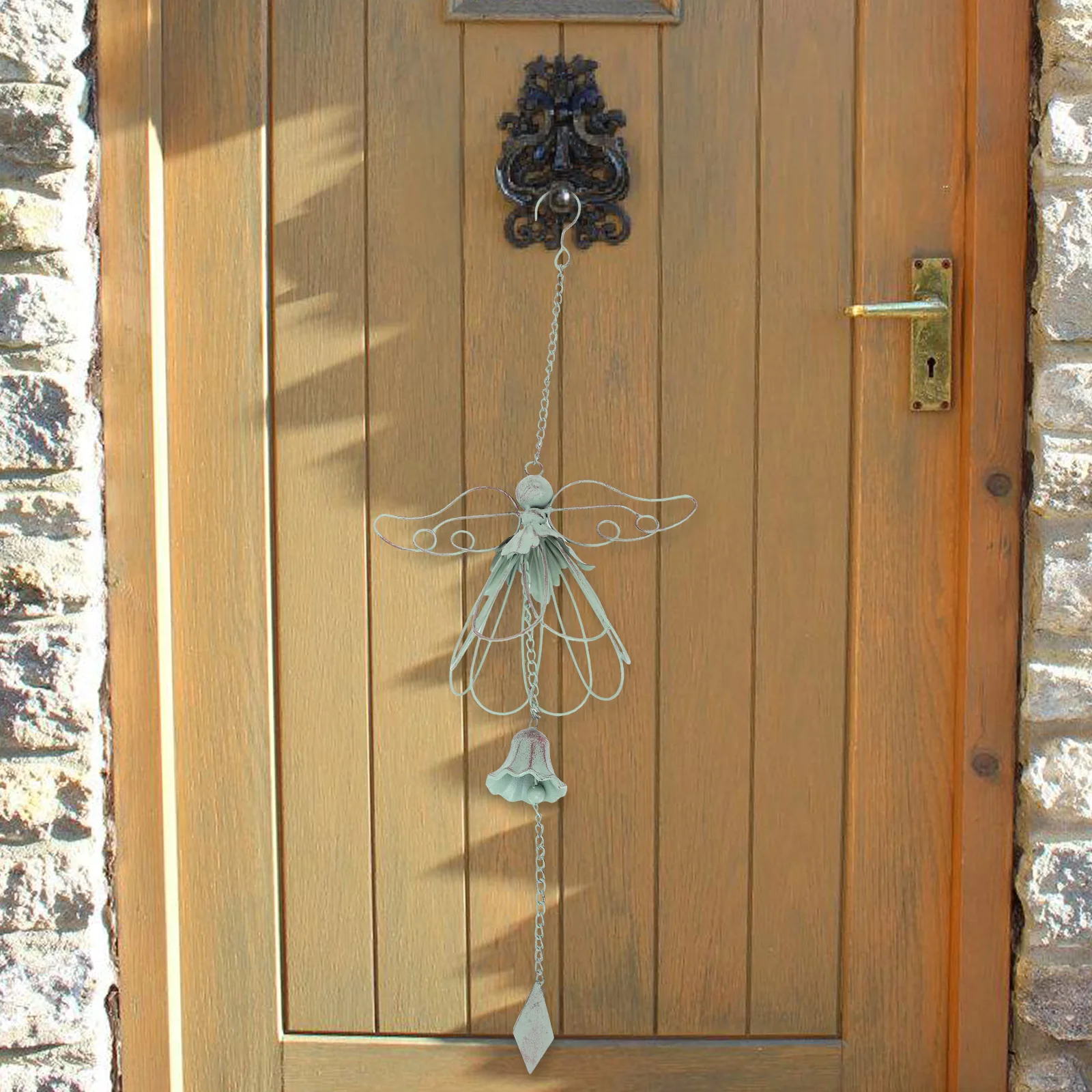 

Retro Cast Iron Vintage For Patio Yard Durable Metal Bells Memorial Angels Bell Chimes Outdoor Pendant Wind Bells