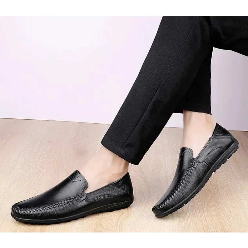 

Comfortable Breathable Rubber Bottom Second Layer Cowhide Men's Business Casual Shoes Leather Stitching